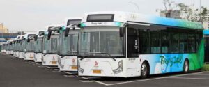 Fleet of electric buses unveiled during the 2008 Beijing olympics