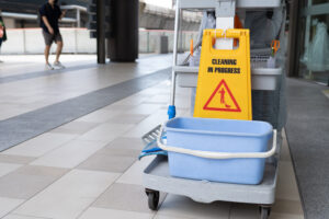 Sign showing cleaning in progress